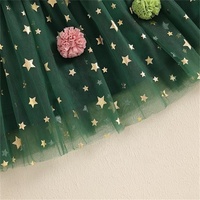 Tenue de Noël pour bébé fille, robe tutu en tulle superposée sans manches avec étoiles et paillettes, robe de Noël verte avec boule en peluche, tenue de fête