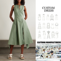 Robe de bureau d'été élégante pour femme, style décontracté, col en V, taille haute, plissée, sans manches, robes épissées longues pour vêtements de rue