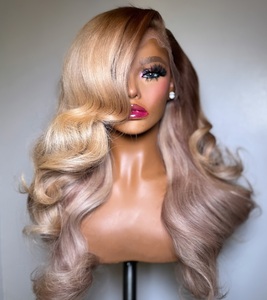 Perruques en cheveux humains brésiliens blonds <span class=keywords><strong>613</strong></span> Honey Brown, ondulées, transparentes, double densité, qualité 12A, vente en gros - Product Image 2
