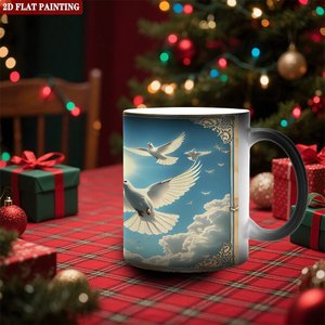 Frosted <b>Ceramic</b> Mug 11oz Color Changing Magic <b>Cup</b> With Dove Sky Art Design - Product Image 2