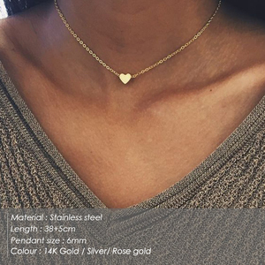 EManco-collar de corazón de acero inoxidable para mujer, Gargantilla corta, cadena, <span class=keywords><strong>accesorios</strong></span> al <span class=keywords><strong>por</strong></span> mayor - Product Image 5