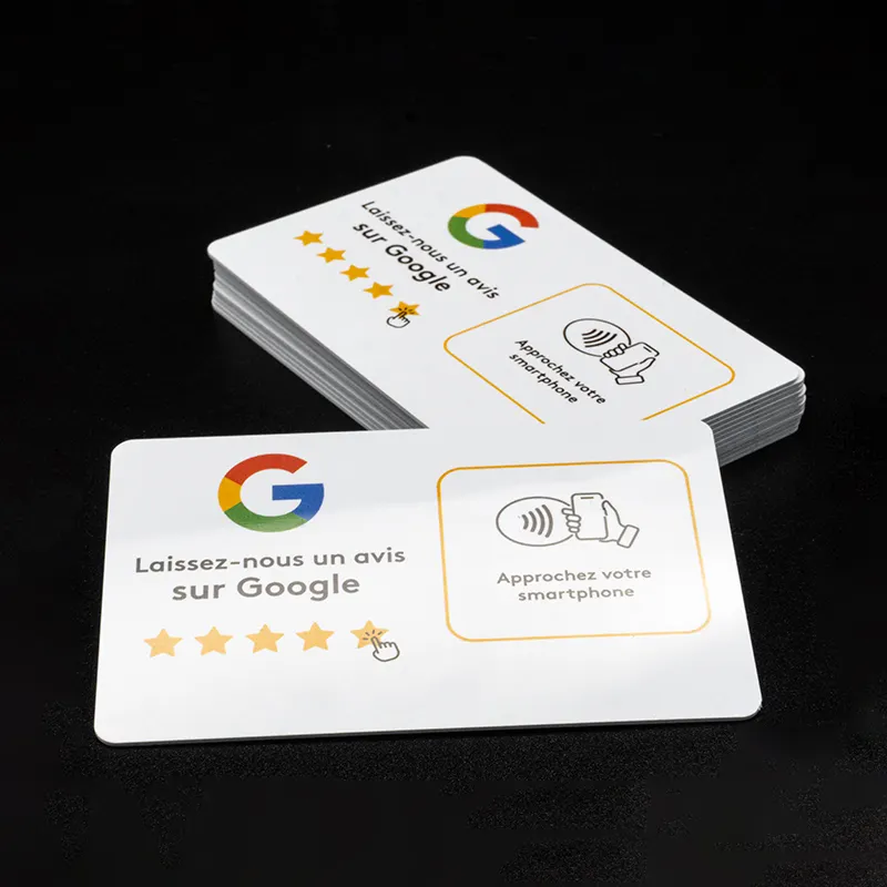 Enlace comercial programable pop up RFID tap Card NFC Google Review Card Google Play tarjeta de regalo personalizada