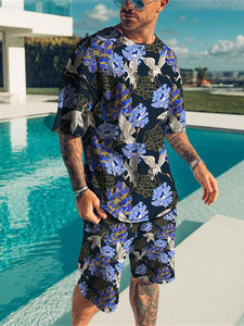 Camiseta de manga corta de estilo informal Pantalones cortos Traje Impresión digital 3D Cross-Border Shopee Aliexpress Camiseta caliente - Product Image 2