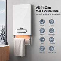 Chauffage mural sans perçage 2200W pour salle de bain, radiateur céramique PTC portable, ventilateur électrique pour espaces restreints, sèche-linge avec affichage numérique