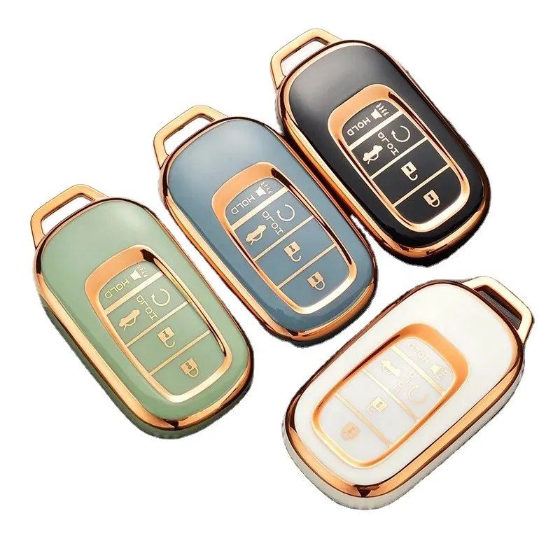 Gold TPU Car Key Cover Case For Honda CRV Civic Accord 2021 2022 5 Button Remote Fob Holder Shell Protector