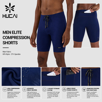 Shorts de compression de course pour hommes OEM, extensibles, 7 poches, en nylon, pour entraînement, fitness, gym, marathon, demi-collants, leggings courts