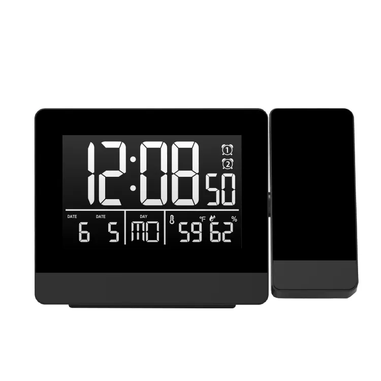 New Cross-border Creative Large Screen LED Digital Alarm Clock Temperature And Humidity Radio Noctilucent Home Projection Clock