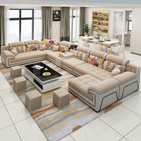 Sofá Modular en Forma de U de 7 Plazas para Sala de Estar Moderna, Muebles de Salón, Sofá Seccional en Forma de L, Tela de Microfibra de Lujo