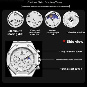 Orologio <span class=keywords><strong>da</strong></span> Polso in Acciaio Inossidabile Impermeabile Luminoso di Lusso al Quarzo per Uomo con Funzione Timer - Product Image 2