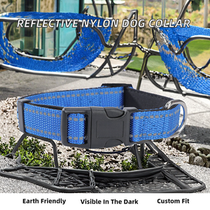Modern Classic Solid Eco-Friendly Nylon Reflective Adjustable Non-Strangling <b>Dog</b> <b>Collar</b> - Product Image 2