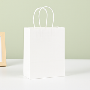 Bolsas de Papel Kraft y Blancas al por Mayor con Asas |   Bolsas de Compra Ecológicas con Fondo Plano para Comida para Llevar, Logotipo Personalizado Disponible - Product Image 2