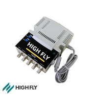 Penguat CATV HIGHFLY 28/34 DB TEL1434 1X4 4 Jalur 47-860MHz Gain 20dB Slope 18dB Output Maks 117dBuV 187-250V