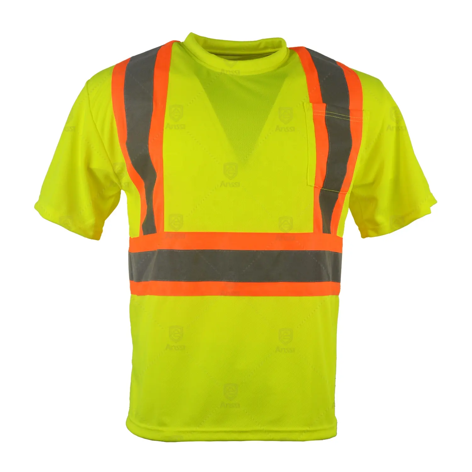 Safety T Shirt Seamless Go Dry Performance Tee For Men's t-shirt Reflective Safety Green T Shirts