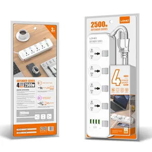 LDNIO originale 4 Presa di Protezione Contro Le Sovratensioni di Alimentazione Striscia Con Interruttore Individuale UK/EU/AU/Spina DEGLI STATI UNITI 100-250V