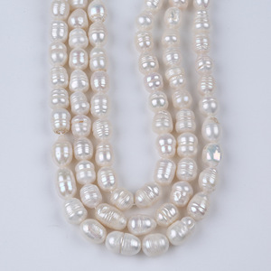 Zhuji Special Offer 9-10mm White Rice Shaped Freshwater Pearl String Natural <b>Color</b> DIY Jewelry Accessories Rice <b>Beads</b> - Product Image 3