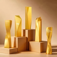 Trofeos Creativos Irregulares de Oro, Plata y Bronce 2026, Diseño Personalizado de Alta Gama, Trofeo de Resina Bañado en Oro