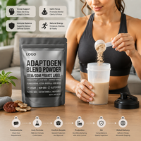 Poudre de mélange adaptogène végétalienne sans OGM à marque privée, MOQ flexible, pour le soutien anti-stress, la tranquillité et la concentration, approvisionnement en vrac naturel