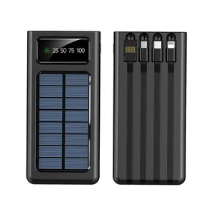 Hot bán được xây dựng trong cáp năng lượng mặt trời sạc 10000mAh 20000mAh 30000mAh cao ngân hàng điện công suất