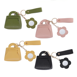 Llavero de Cuero PU con Espejo, Mini Bolso de Mano, Llavero con Flores, Espejos, Monedero, Anillos para Llaves para Mujer, Recuerdos de Fiesta y Boda - Product Image 2