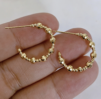 Boucles d'oreilles créoles ouvertes en or massif 18 carats avec perles facettées pour femme, bijoux fins pour usage quotidien, vente en gros