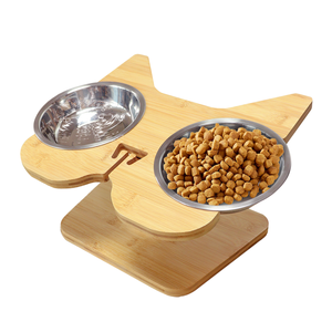 Soporte de Madera Natural para 2 Comederos Elevados Antideslizantes y Duraderos para Perros y Gatos Pequeños, Ecológico, Ideal para Fiestas - Product Image 2