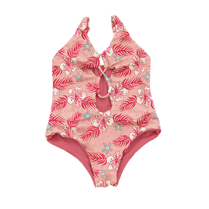 <span class=keywords><strong>Maillot</strong></span> <span class=keywords><strong>de</strong></span> <span class=keywords><strong>bain</strong></span> une pièce pour bébés filles, motif floral hawaïen, bretelles réglables, style évidé, collection très prisée - Product Image 3