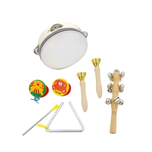 Kit de percussion Orff en bois 5-en-1 en gros pour enfants, ensemble d'instruments de musique rythmiques, aides pédagogiques pour les cours de musique à la maternelle - Product Image 1