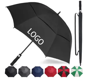 Custom Logo Printed Windproof Automatic Open 47/62/68 Inch Extra Large Umbrella Double Vented Canopy Golf Umbrellas
