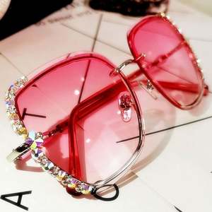 Gafas de Sol de Lujo Vintage con Degradado, Gafas de Sol Cuadradas de Metal con Pedrería para Mujer, 2021 - Product Image 3