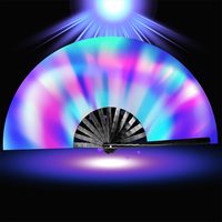 Sıcak satış Rave büyük el Fan Rave Fan bambu UV baskı ile cadılar bayramı ve noel partisi için