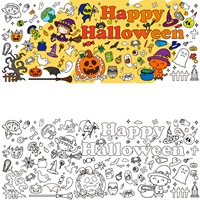 Affiche géante à colorier sur le thème d'Halloween 76x183 cm, nappe à colorier pour les activités et cadeaux de fête d'Halloween