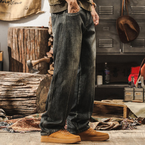 Pantalones Vaqueros Anchos de Algodón para <span class=keywords><strong>Hombre</strong></span>, Estilo Hip Hop, Casual, Holgados, <span class=keywords><strong>Largos</strong></span>, de Fábrica al por Mayor, para Streetwear - Product Image 2