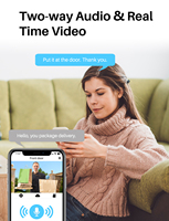 Timbre Inalámbrico Inteligente con Cámara WiFi 2.4G, Funciona con Batería, Alertas de Movimiento Humano/PIR, Función de Conversación Bidireccional, Estándar IP65