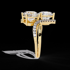 Bague de fiançailles en diamant naturel certifié avec bande en or jaune 14 carats torsadée, design de bijoux classique pour les couples - Product Image 4