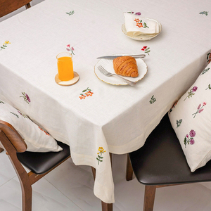 Mantel personalizado con logotipo bordado y patrón floral al por mayor, mantel de <span class=keywords><strong>tela</strong></span> de lino puro 100 <span class=keywords><strong>para</strong></span> la cena - Product Image 4
