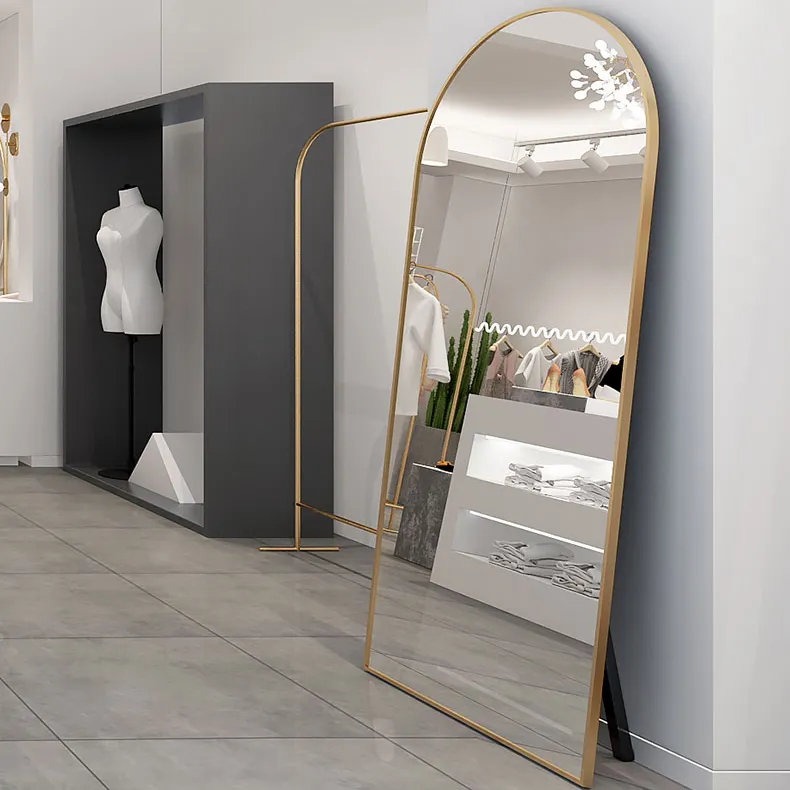 European-style Arched Full-length Mirror Floor Clothing Store Fitting Mirror Looks Thin Beauty Bridal Shop Large Mirror