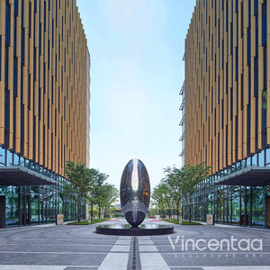 Vincentaa da esterno ovale specchio cavo luce scultura giardino quadrato artistico in acciaio inox scultura - Product Image 2