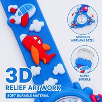 Reloj de Cuarzo Infantil con Diseño de Cohete Espacial Brillante y Giratorio