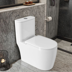 中国製衛生陶器 サイクロン洗浄 デュアルフラッシュ モダンな長方形一体型トイレ便座カバー付き 床置き型 - Product Image 1