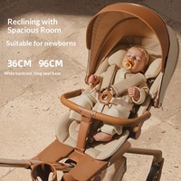 Poussette bébé Delamao High-View à quatre roues en alliage d'aluminium, légère, pliable d'une seule main, capacité de charge de 22 kg pour les nouveau-nés