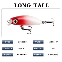 DUHNNUG 4.3cm 2.5g Leurre de pêche Micro Minnow en ABS, Mini Appât Artificiel Dur pour la Pêche au Bar, à la Truite, au Lucioperca, au Brochet en Lac et en Rivière
