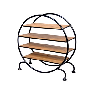 Wooden 4-Tier Round Black <b>Side</b> End Shelf <b>Table</b> With 4-Tier <b>Storage</b> Shelf for Living Room or Bedroom Decoration <b>Side</b> <b>Table</b> - Product Image 1