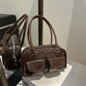 Spedizione gratuita borsa Tote retrò da donna nuova chiusura con cerniera di grande capacità alla moda fodera in poliestere impermeabile Versatile <span class=keywords><strong>rosso</strong></span> - Product Image 4