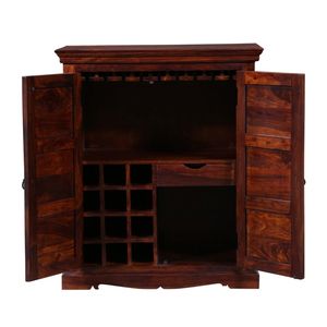 Mueble Bar de Madera Sheesham de Lujo con Acabado Roble Miel, Estante para Vinos de Madera Maciza, Unidad de Almacenamiento para Bar en Casa, Restaurante, Cafetería, Interiores de Hotel - Product Image 3