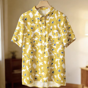 <span class=keywords><strong>Camicia</strong></span> da <span class=keywords><strong>donna</strong></span> a maniche corte con stampa astratta a pois e mezza abbottonatura - Product Image 1