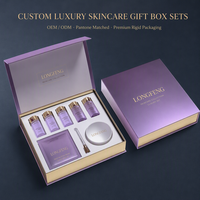 Boîte cadeau rigide à rabat magnétique personnalisée, couleur violet mat, logo en feuille d'or, laminage mat, emballage haut de gamme pour cosmétiques de marque, OEM