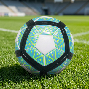 Ballon de football JNA Group noir et blanc avec motif étoilé bleu vert néon pour entraînement 0,41-0,45 kg - Product Image 5