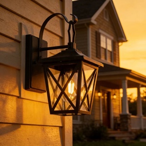 โคมไฟติดผนังภายนอกสไตล์อินดัสเทรียลสีดำ ขั้วหลอด E27 โคมไฟระเบียงไฟฟ้า กันน้ำ ติดผนังสำหรับสวน - Product Image 3