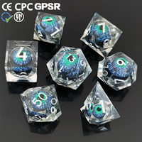 Ensembles de dés polyédriques en résine à noyau liquide œil de dragon bleu spécial pour le jeu DND