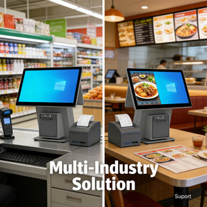 Système de point de vente Android à double écran tactile de 15,6 pouces, tout-en-un, <span class=keywords><strong>caisse</strong></span> <span class=keywords><strong>enregistreuse</strong></span> en métal, processeur quadricœur RK3568, RAM DDR3, stockage SSD MSATA - Product Image 4